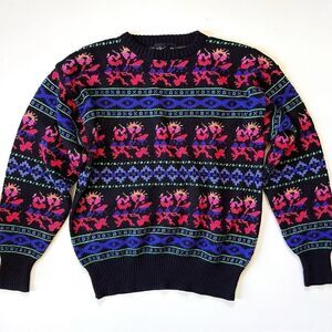 Vintage Wool Blend Funky Knit 80's Sweater Medium